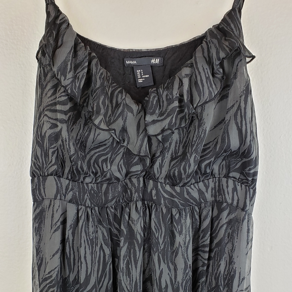 H&M Black and Gray Zebra Print Maxi Dress